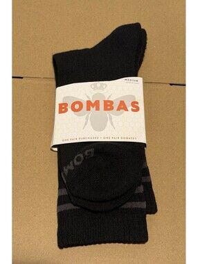Bombas Unisex large Crew Sock Size Medium Black